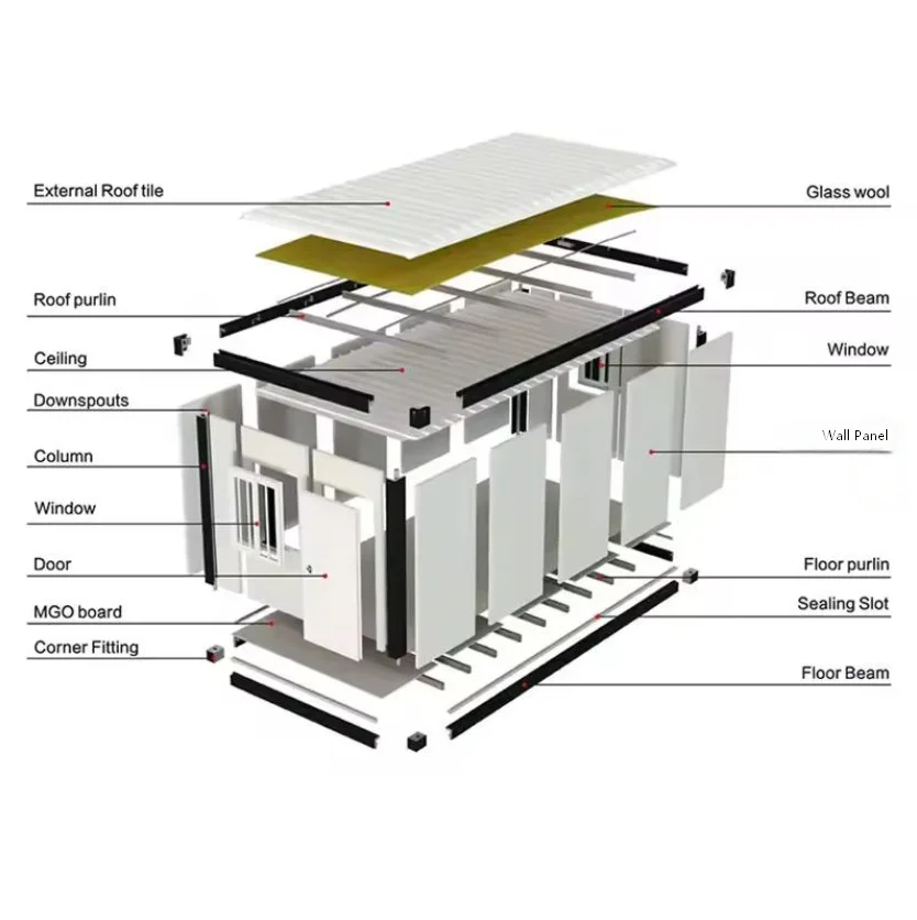 Prefabricated Sandwich Panel Modular Houses Breathable Waterproofing Detachable Flat Pack Containers Modern for Hotel Hospital