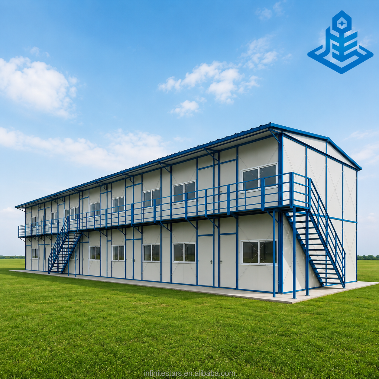 Modern T Detachable Container Prefabricated Two-Story Flat Roof Office Building for Home Office Hotel Use Eco-Friendly Temporary