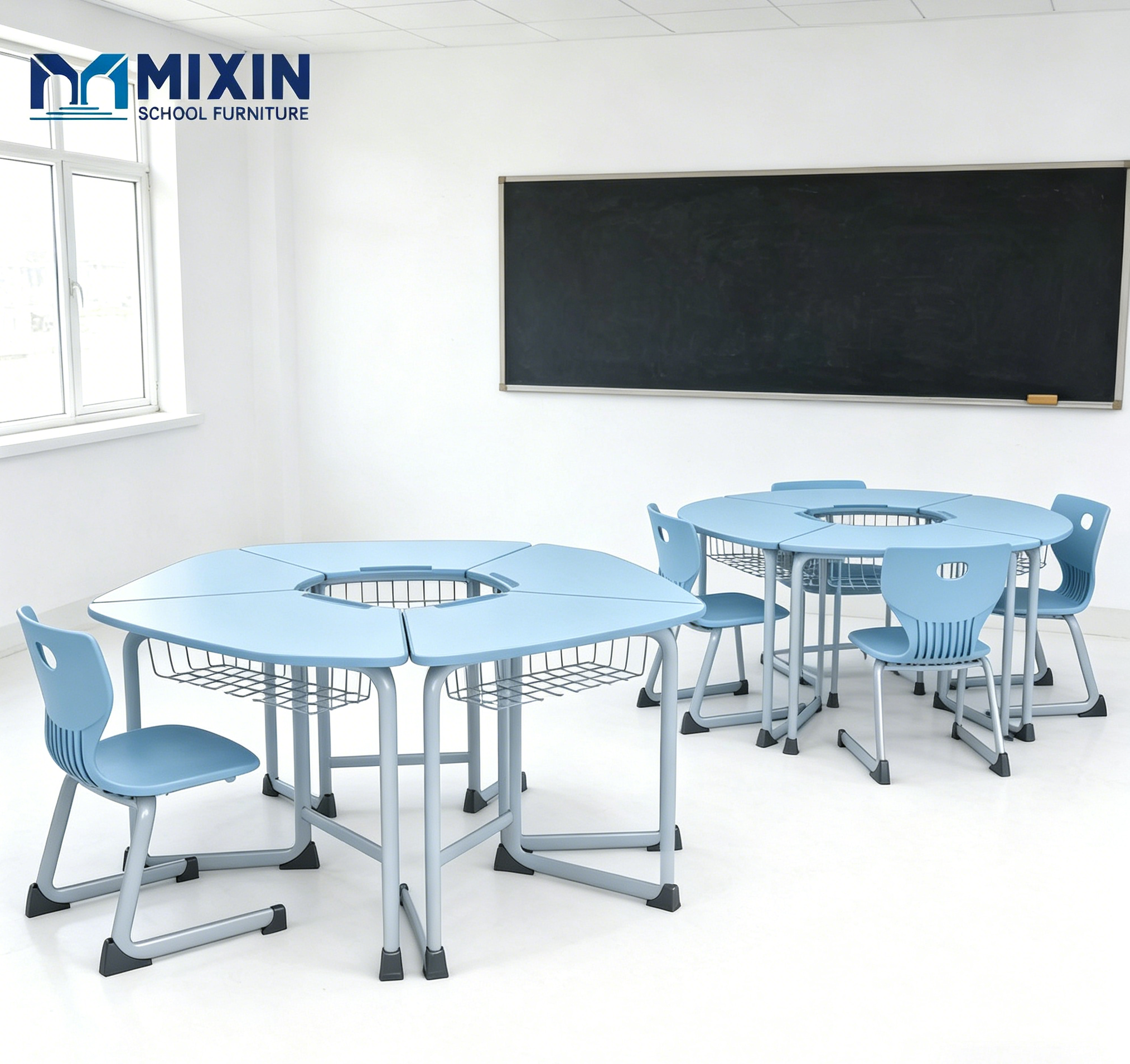 Foldable Modular Group Study Desk Chair | Modern Collaborative Classroom School Furniture