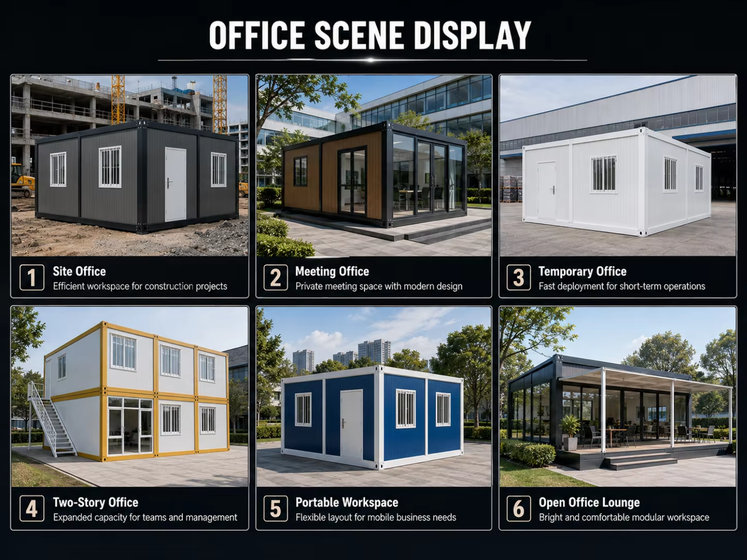 Modular Steel Frame with Glasses Prefabricated Container Residential Mobile Container Room Portable Office Turnkey Project