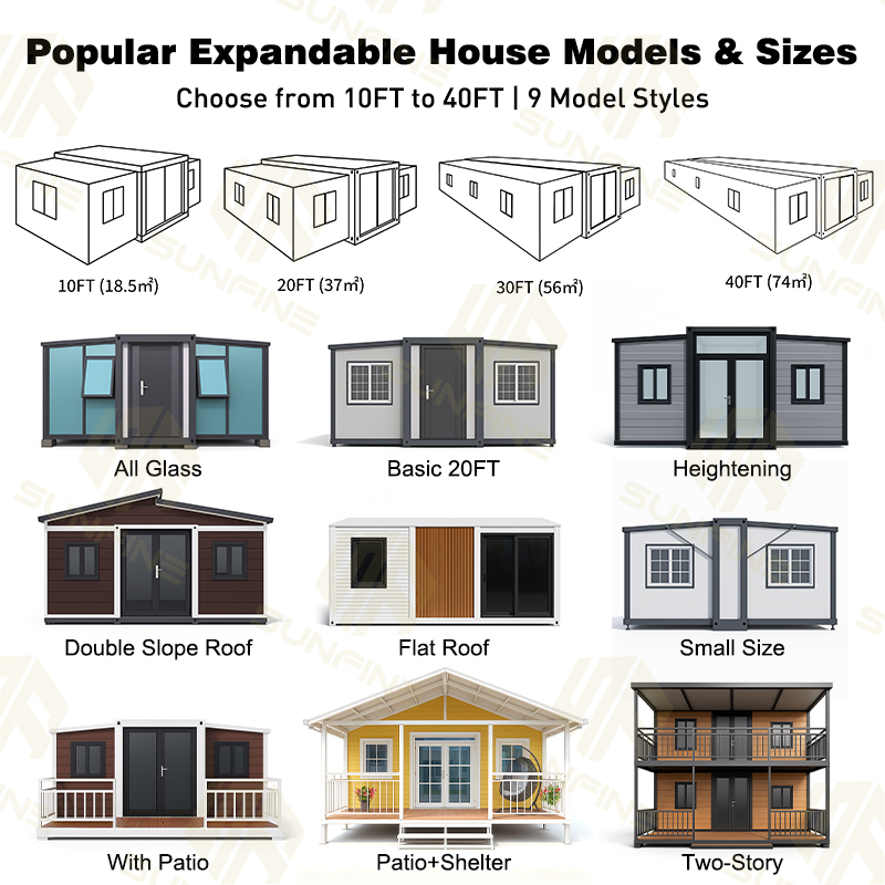 Portable Tiny Home 2 Bedroom Prefab House Modular Prefabricated Expandable Container House