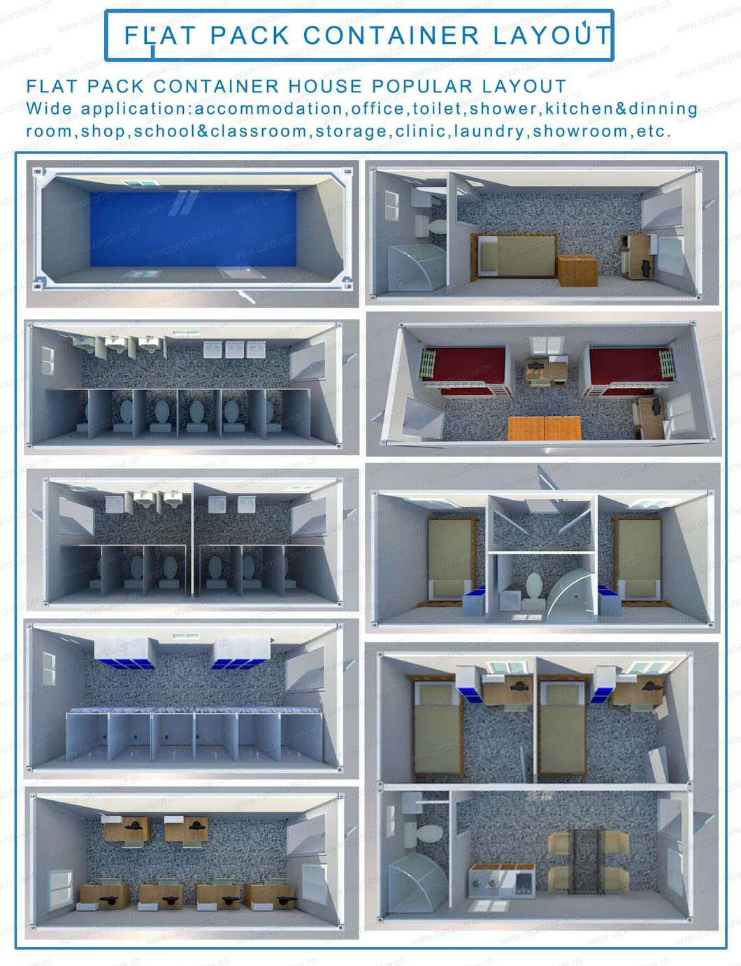 Flat Pack Container House, Office Modular Container House Two Floor Container Building Detail 2