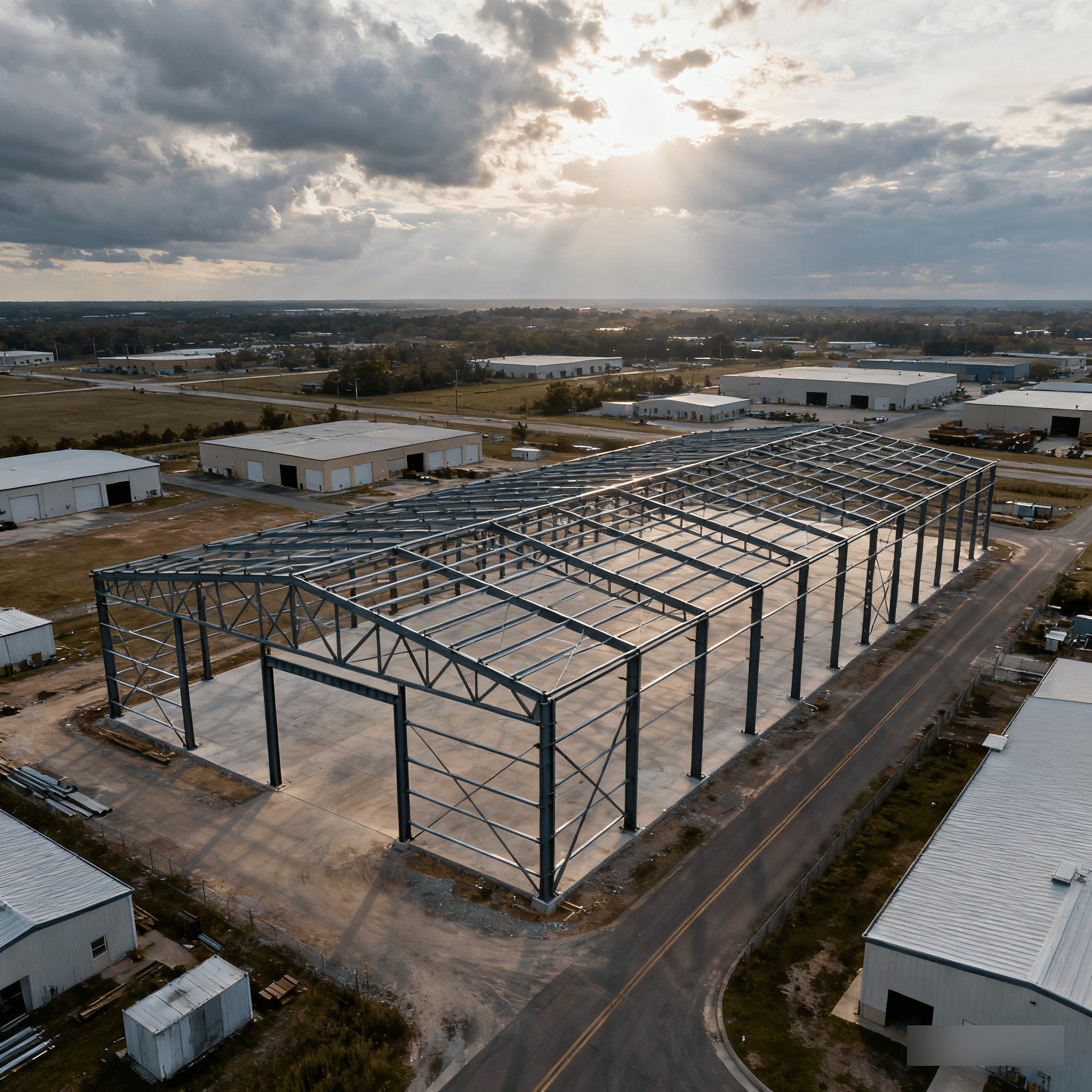 Heavy Duty Steel Structure Building For Workshop Warehouse Welding Bending Cutting Office Building 50 Years Life Span Customized