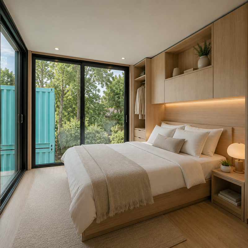 40ft Luxury Aqua Blue Custom Portable Two Story Shipping Container House Prefab Modular Home Hotel with Glass Wall