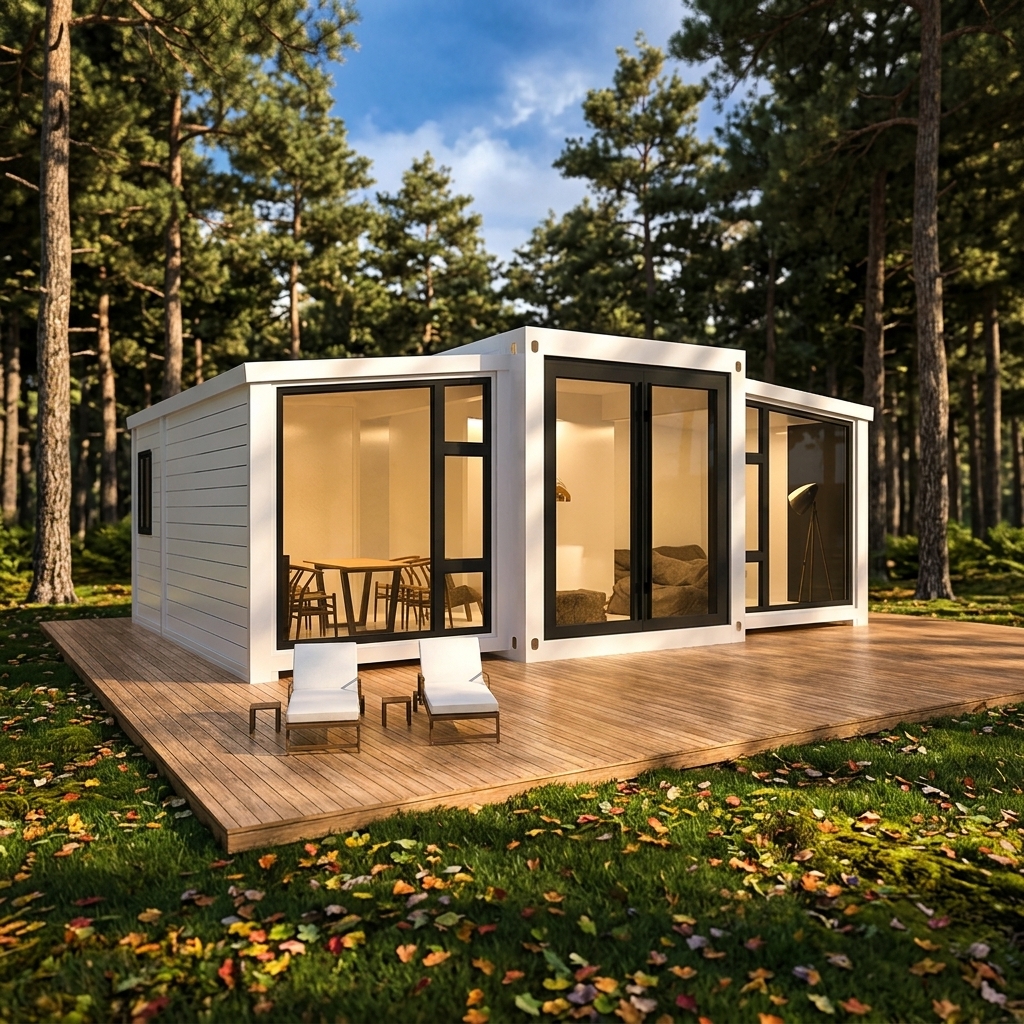 20FT 40FT Modular Prefab Expandable Container House with Bedrooms Bathroom Living Room-Modern Outdoor Villa