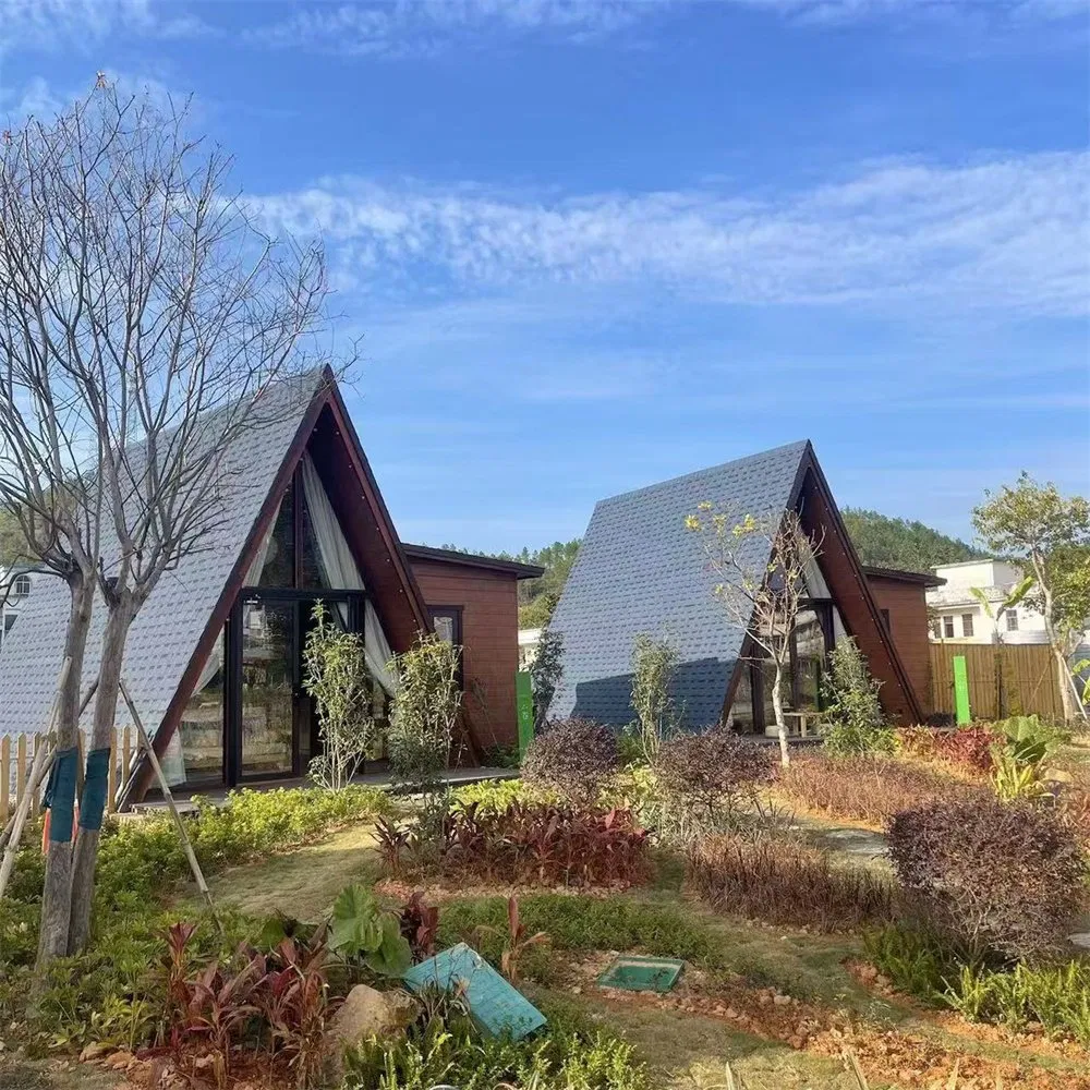 Prefab Villa Modular a Frame Cabin, Steel Structure, Wood-Like Exterior, Detachable &amp; Easy Transport for Scenic Area Hospitality Project