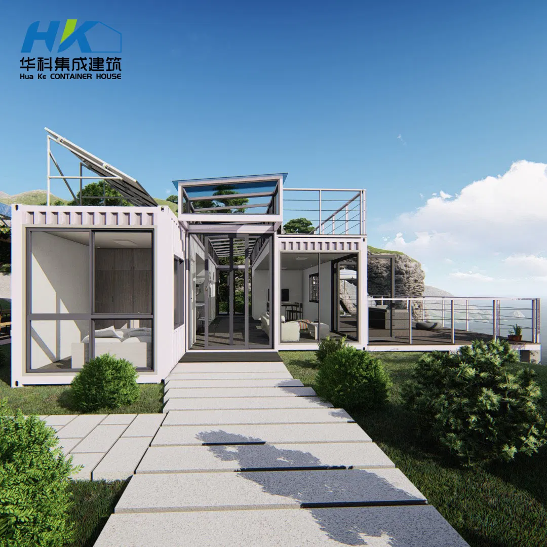 100 M2 Luxury Container House Modular Prefab Prefabricated Steel Structure Container House by Solar Panel Power