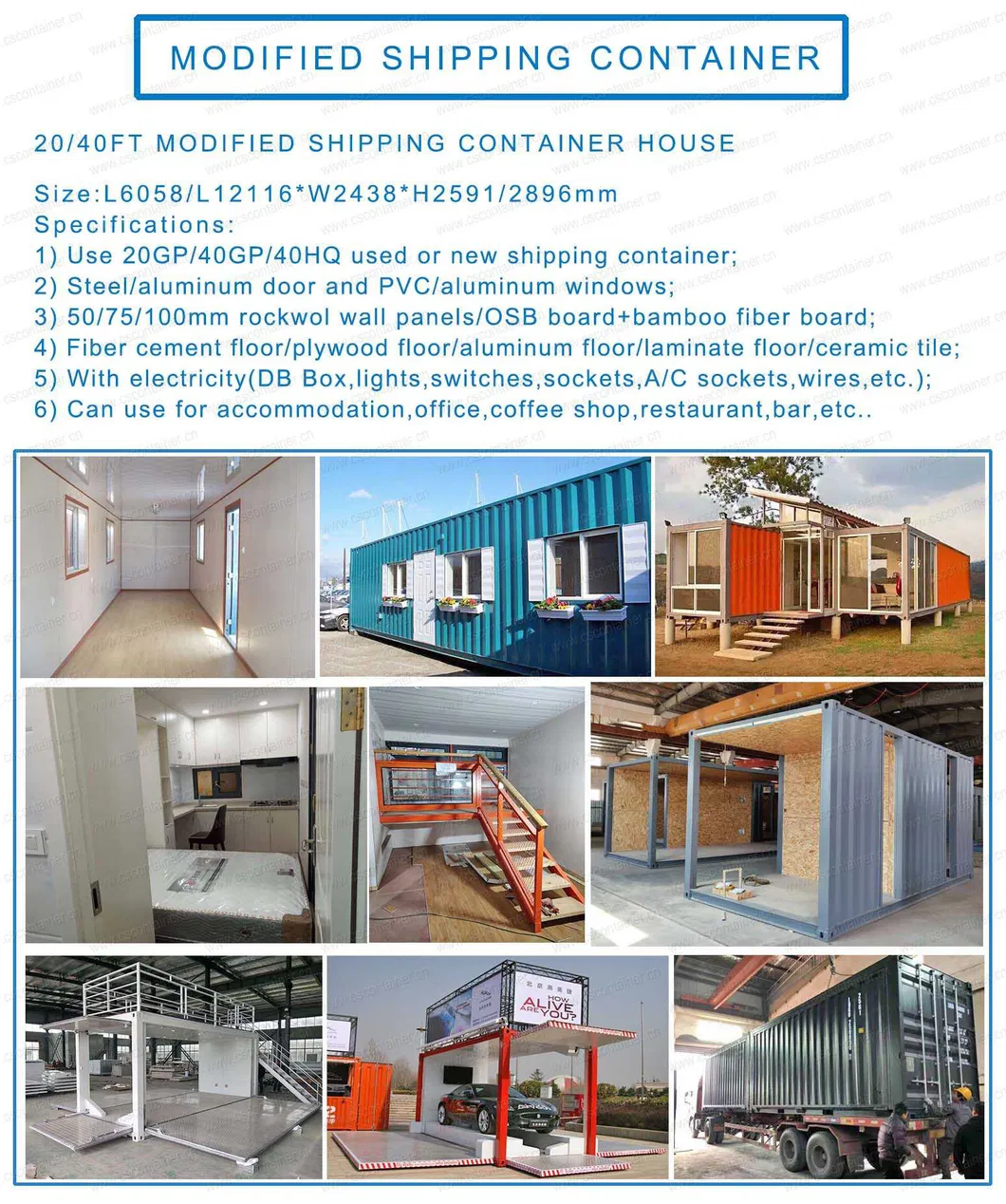 Flat Pack Container House, Office Modular Container House Two Floor Container Building Detail 5
