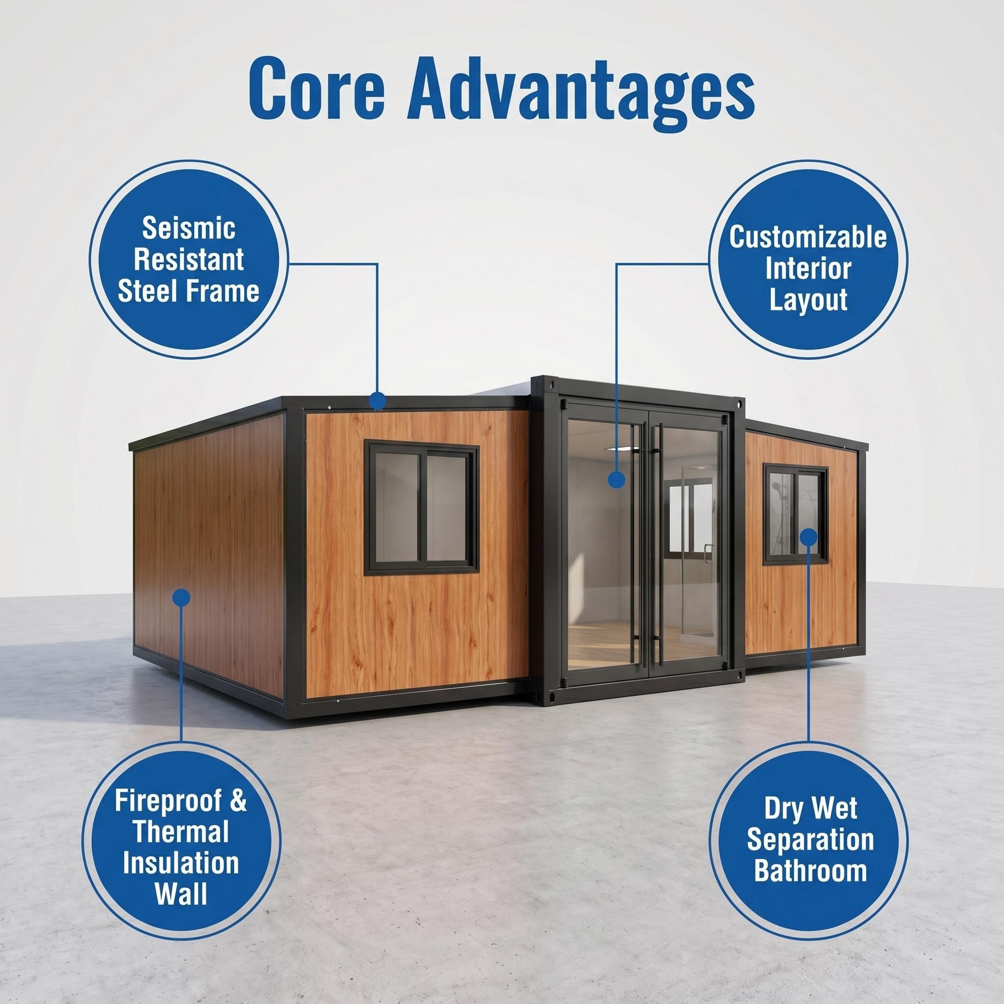 20FT 40FT Expandable Steel Structure Container House Modular Prefab Quick Assembly Insulated Portable Mobile Office Building