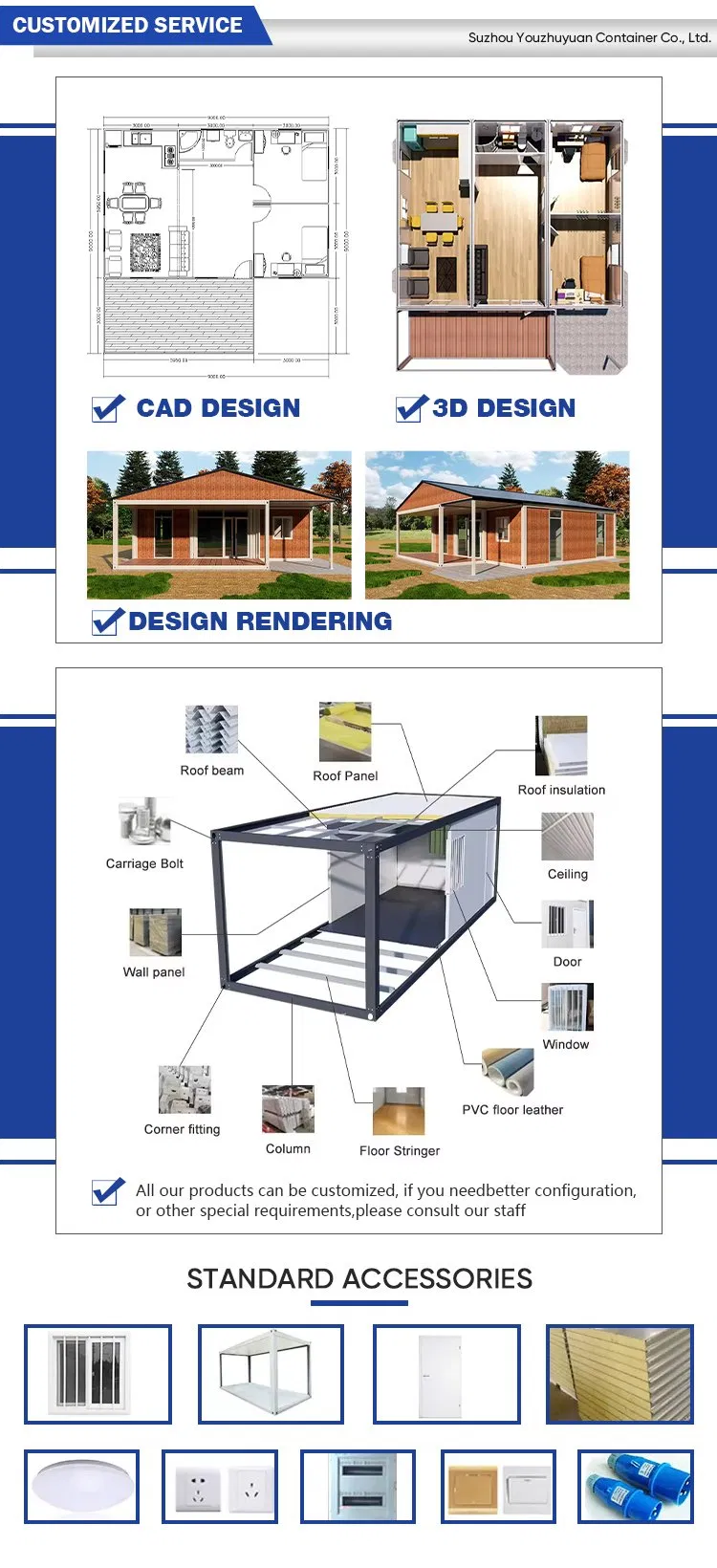 Energy Saving Prefabricated Casas Contenedor Modular Prefab Tiny Homes Outdoor Flat Pack Detachable Container House