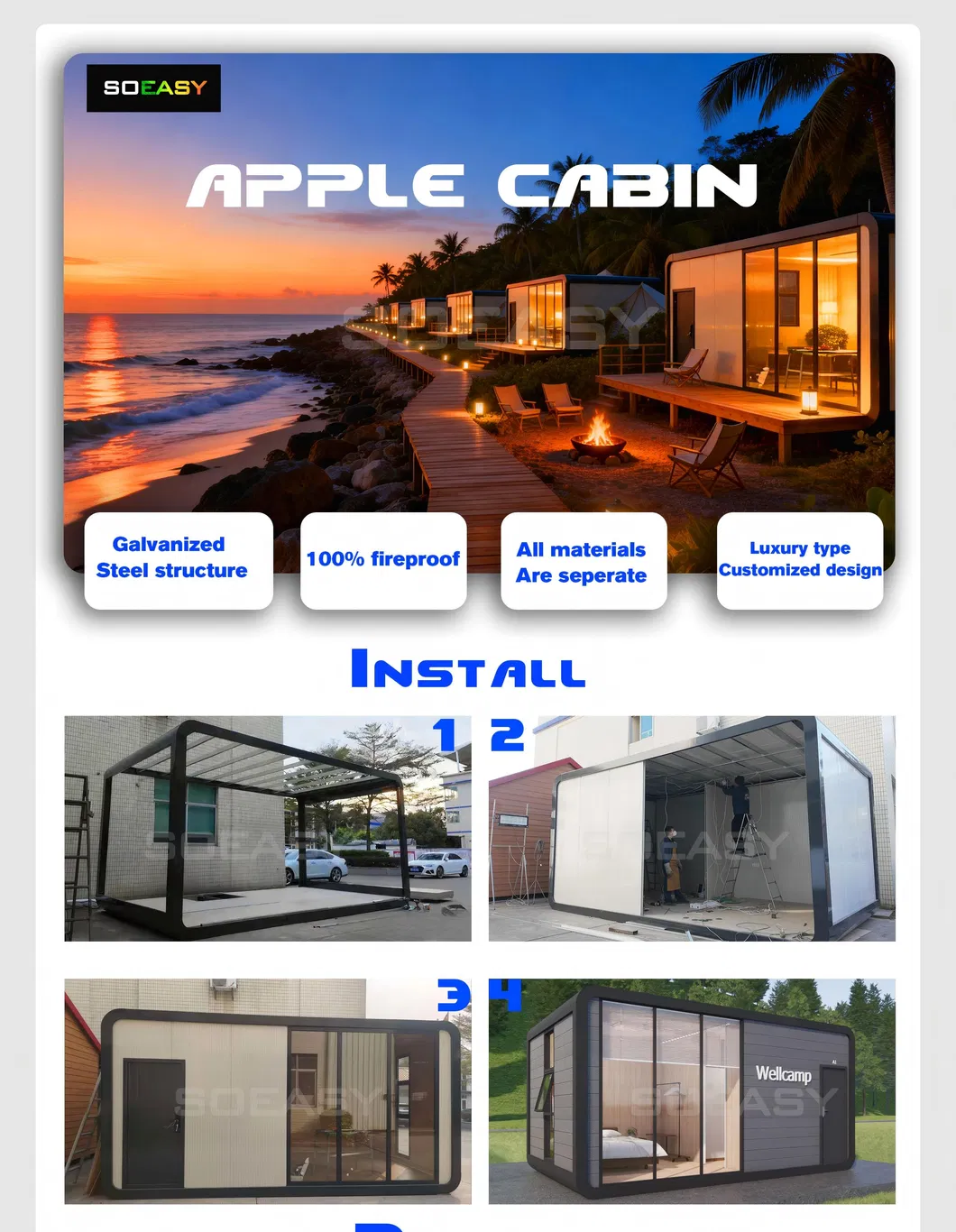 Portable Container Mobile House Modular Apple Cabin