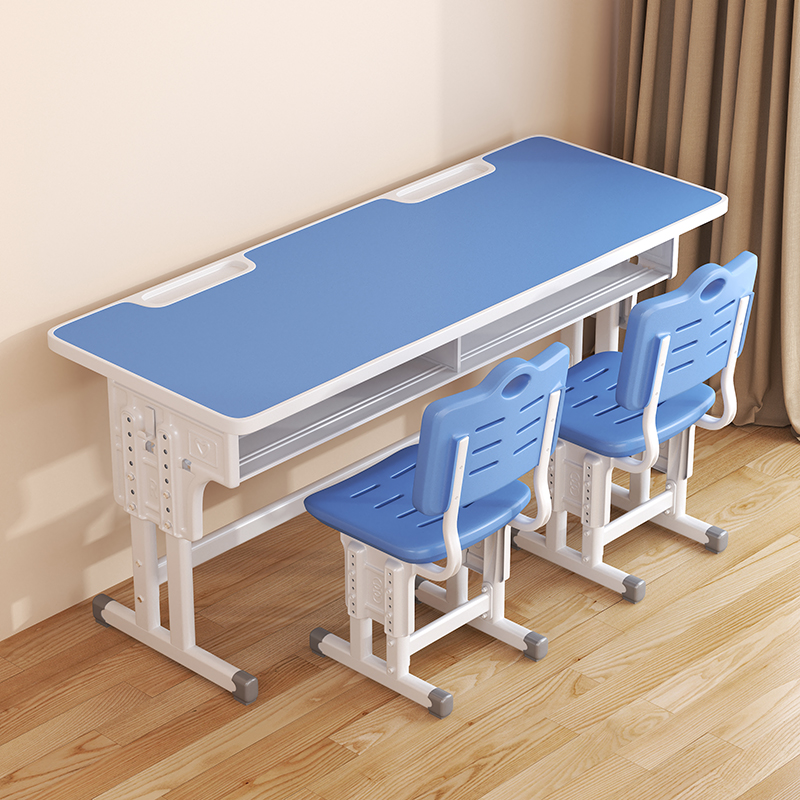 Children's Study Set With Storage Double-Seater Pair Desk And Chair Modular Long-Life Cycle Classroom Desk And Chair System