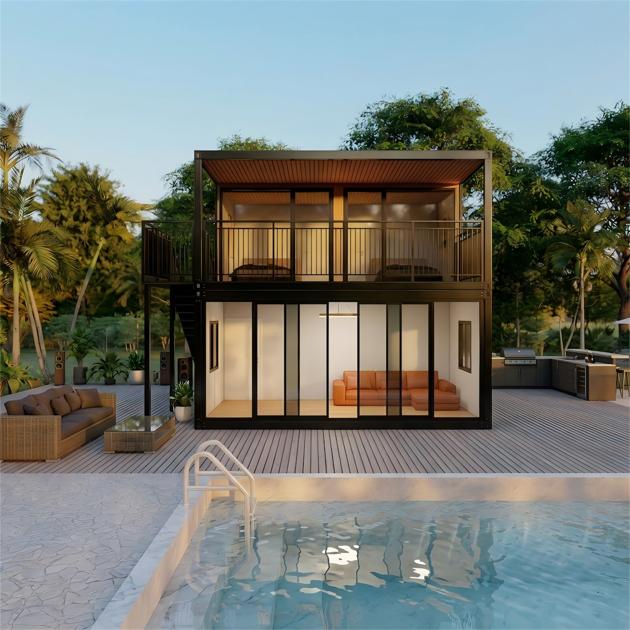 Affordable Multi Story Container Homes with Walkway and Glass Curtain Wall for Ecological Modern Living Space