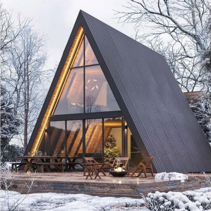 New Modular A-Frame Triangle Villa Custom Steel Structure Prefab Triangular Modern Office Building Outdoor Home Life House