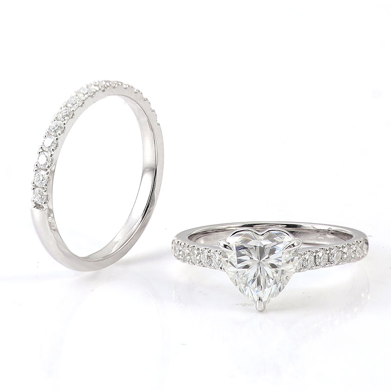 Heart Moissanite Wedding Ring Setting Fine Jewelry Quality White Solid Gold 10K 14K 18K for Custom Women Engagement