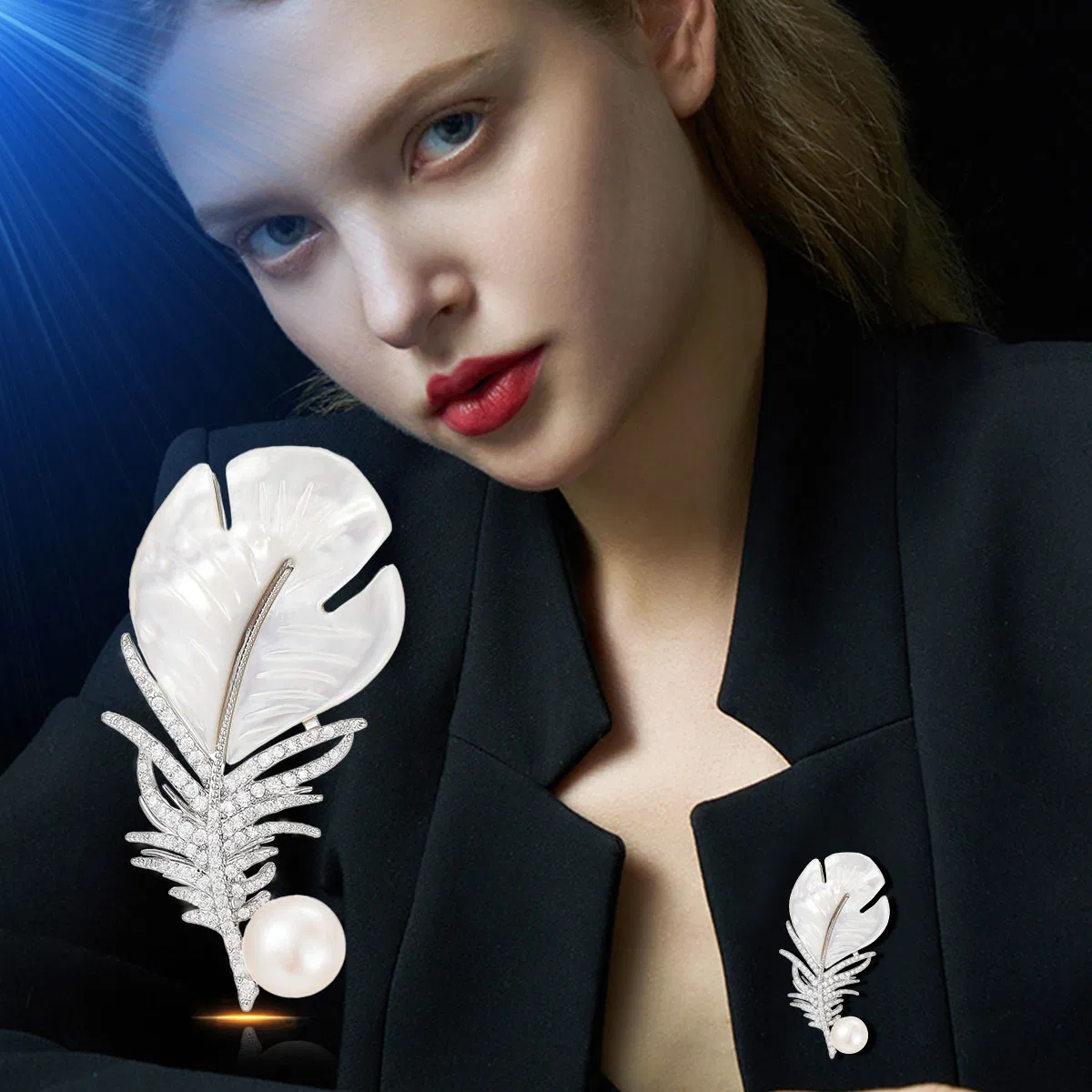 High End Jewelry Brooch Badge Gift Luxury Shell Natural Freshwater Pearl Feather Suit Accessories Wholesale