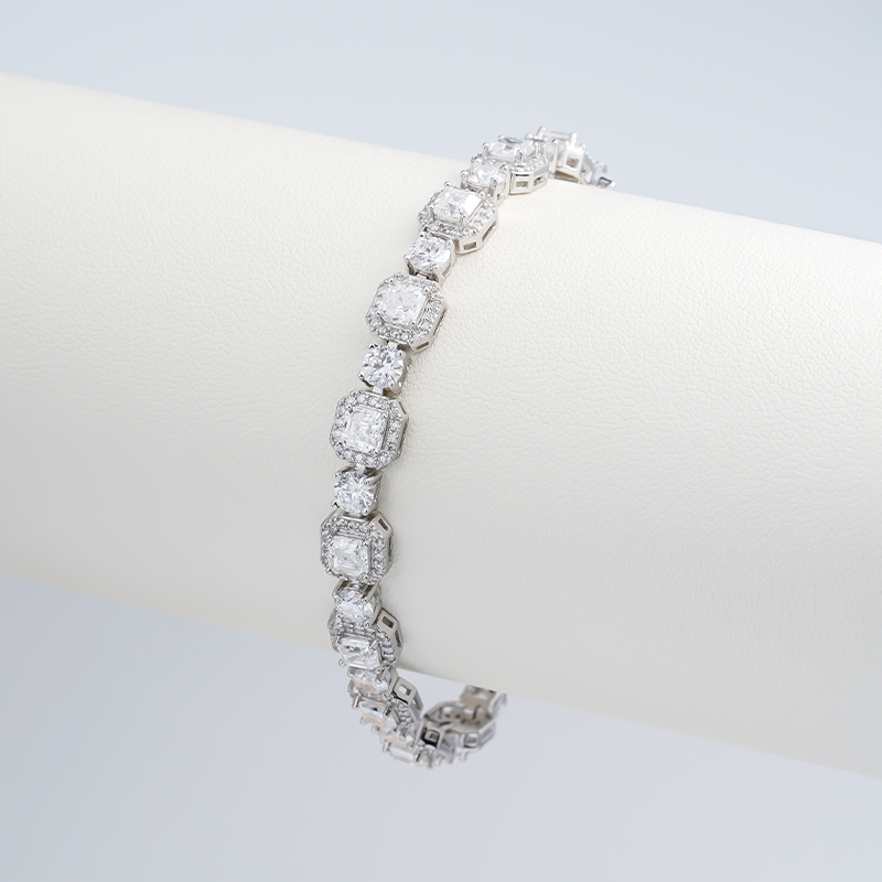 Elegant Oval Tennis Link Chain 18K Real Gold Plated Women Bracelet