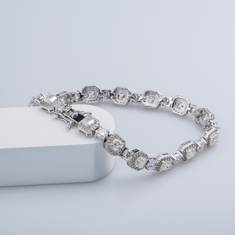 Elegant Oval Tennis Link Chain 18K Real Gold Plated Women Bracelet