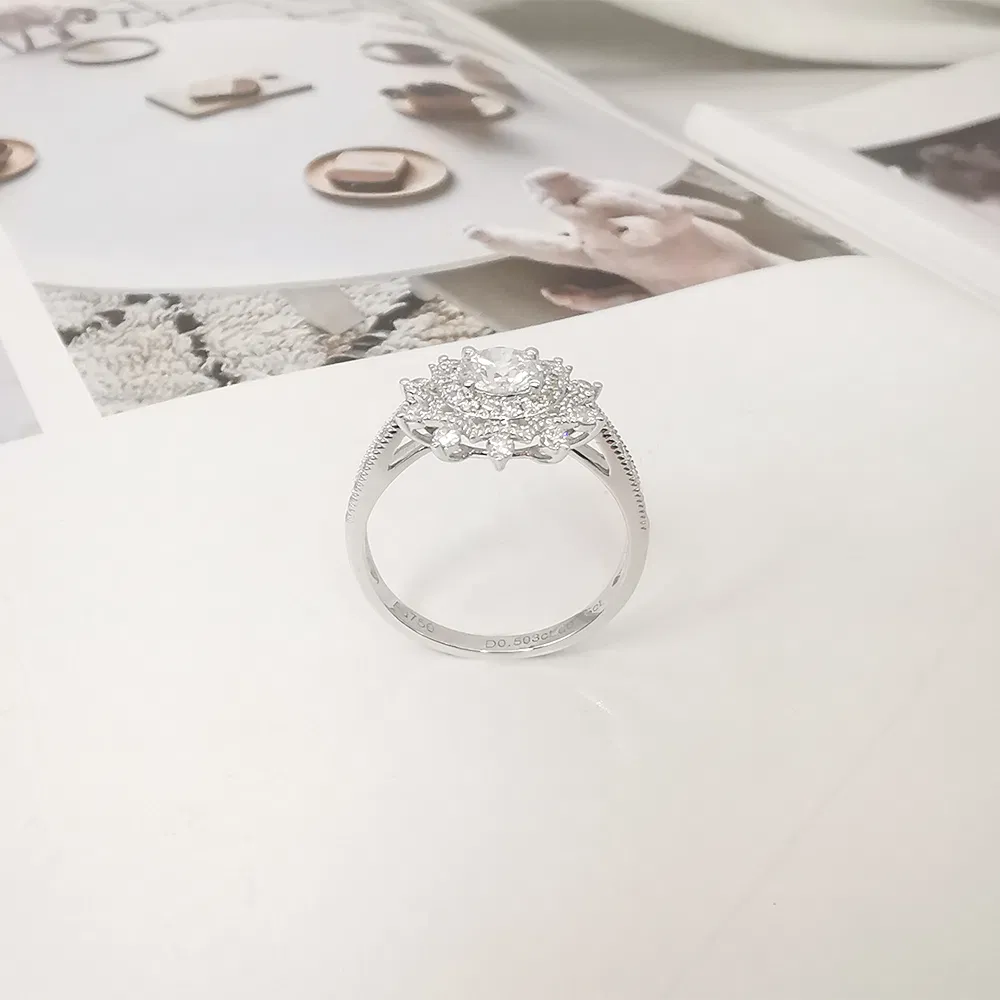 Fashion 18K Solid Gold Created Diamond Ring 18K Real Gold Party Wedding Ring Fine Jewelry