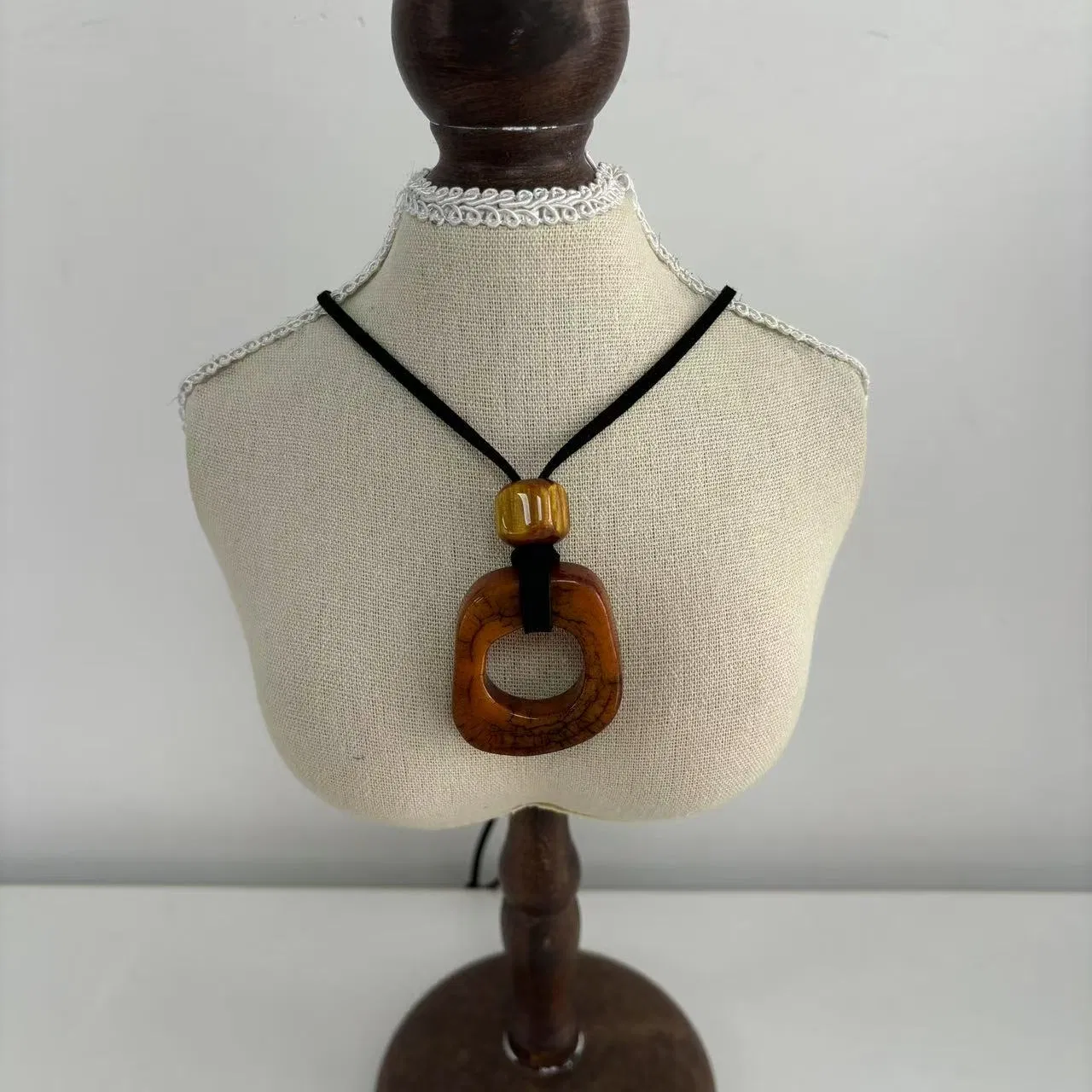 Natural Camel Bone Chain Women's Retro Art Long Sweater Necklace