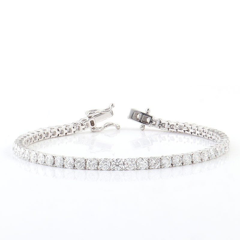 14K White Gold 3.2mm Round Brilliant Cut Lab Grown Diamond Def-Vs Tennis Women Bracelet Real Diamond Bracelet for Girls
