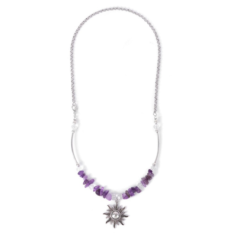 Hip Hop High-End Crushed Stone Women's Clavicle Chain Vintage Ethnic Sunflower Necklace