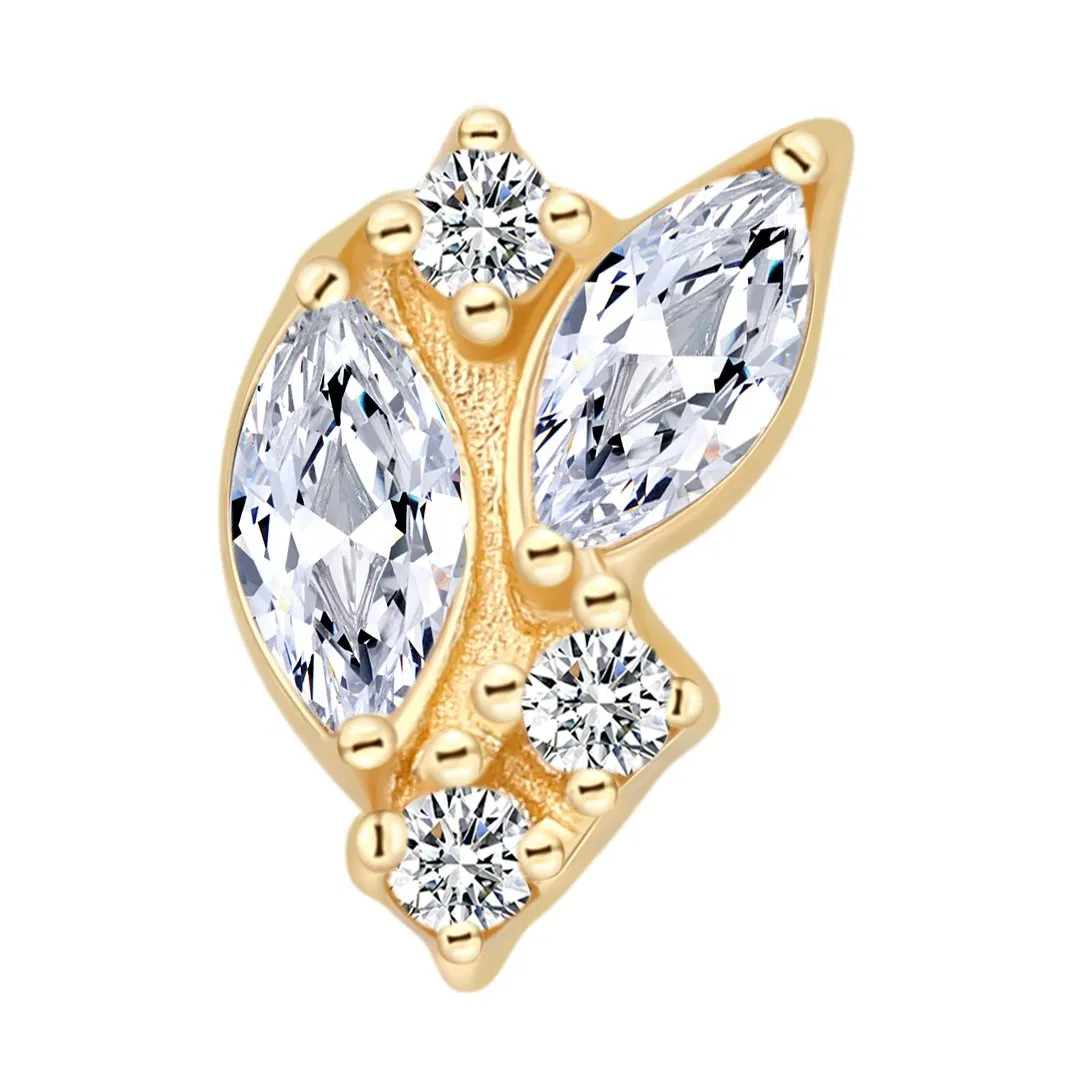 Eternal Metal 14K Solid Gold Threadless Top Steel Pin Piercing Jewelry