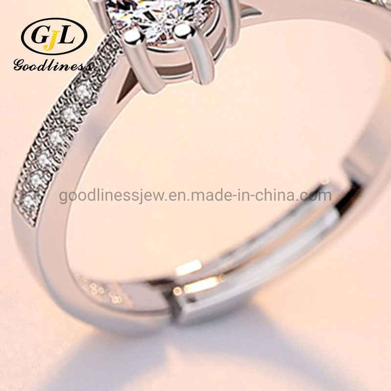 Silver Wedding Bridal Rings Luxury 6mm Round Cubic Zirconia Engagement Ring for Women Jewelry