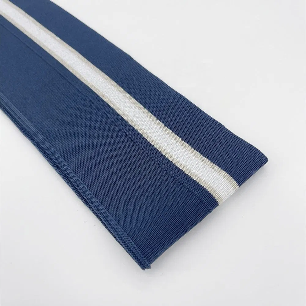 Stripe Knit Ribbed Cuffs and Polo Collars Fashion Stretch Ribbed Knit Cuffs