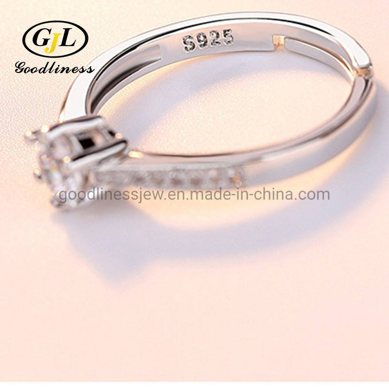 Silver Wedding Bridal Rings Luxury 6mm Round Cubic Zirconia Engagement Ring for Women Jewelry