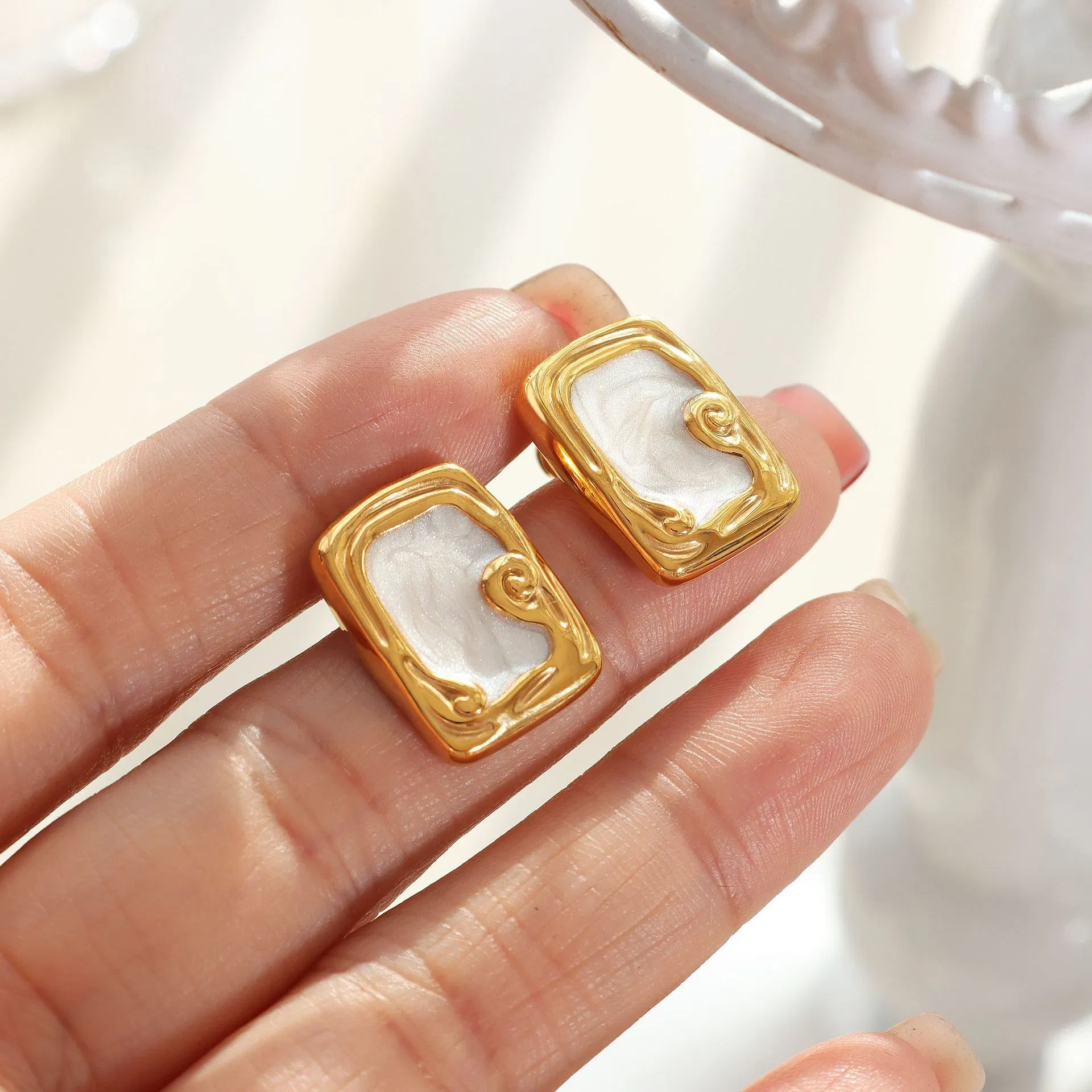 Luxury French Enamel Colored Glaze Ear Studs Bridal Jewelry Set Wedding