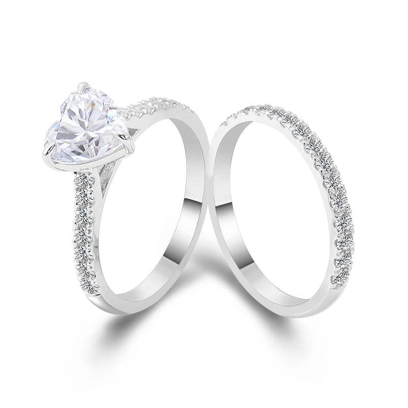 Heart Moissanite Wedding Ring Setting Fine Jewelry Quality White Solid Gold 10K 14K 18K for Custom Women Engagement