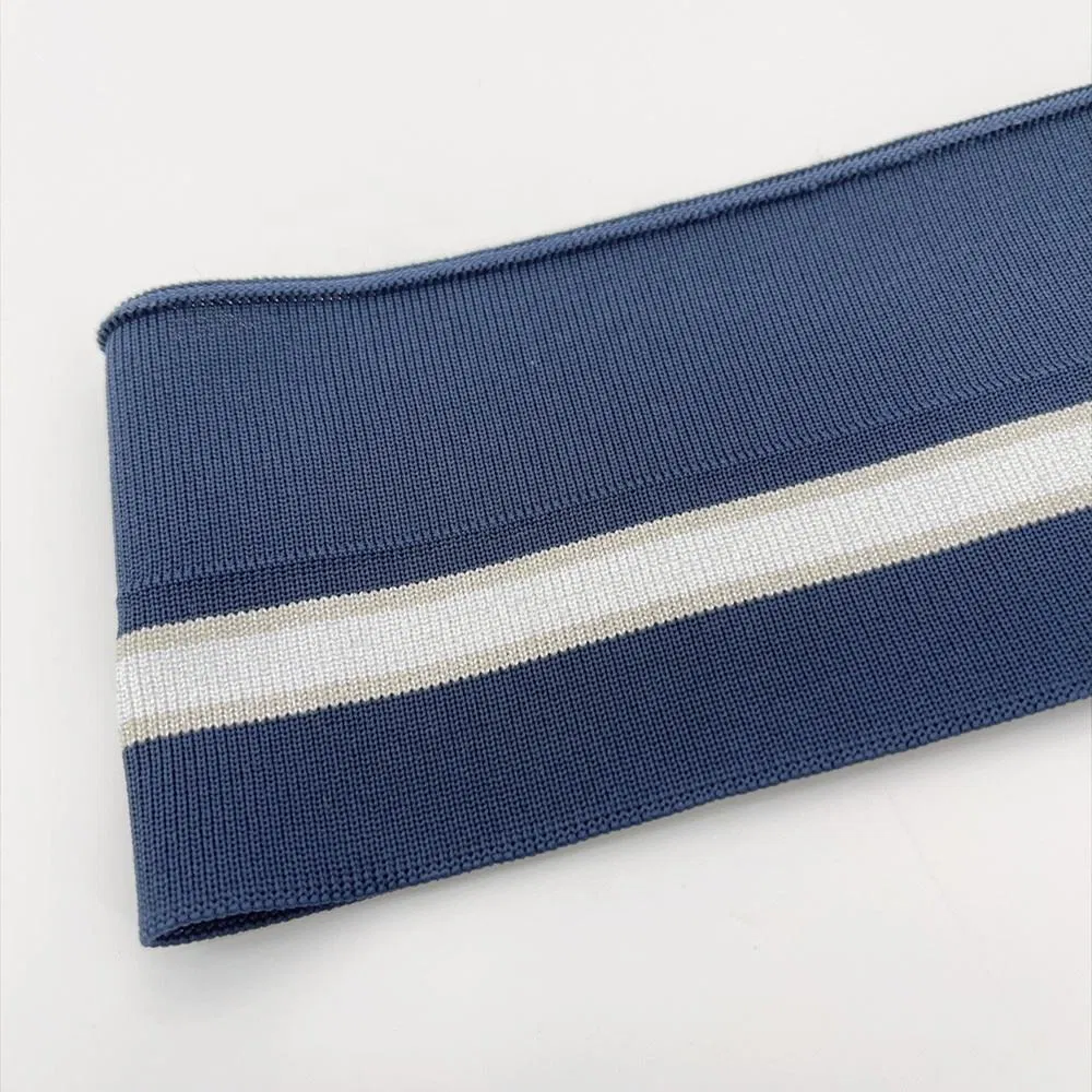 Stripe Knit Ribbed Cuffs and Polo Collars Fashion Stretch Ribbed Knit Cuffs