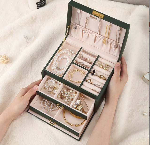 Luxury Flip Earrings Earrings Ring Storage Jewelry Box Multifunctional Makeup Collection Box