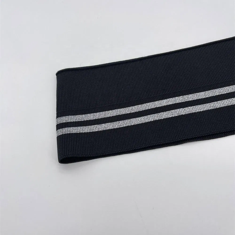Stripe Knit Ribbed Cuffs and Polo Collars Fashion Stretch Ribbed Knit Cuffs