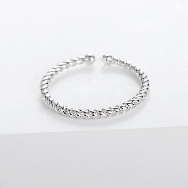 925 Solid Sterling Silver Twisted Unisex Ring Jewelry Manufacturer in Guangzhou