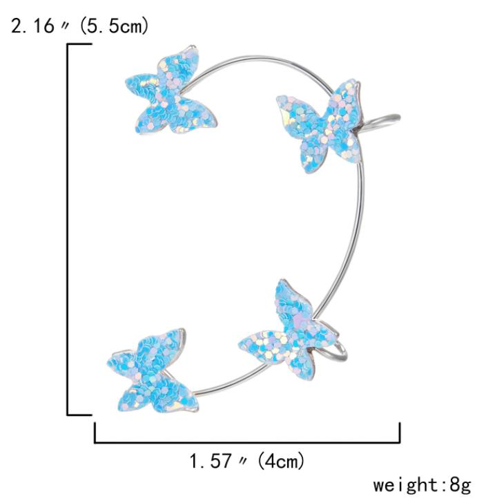 Gold Silver Plated Butter-Fly Ear Clip No Piercing Earring for Women Shining Zircon Ear Cuff Clip Fashion Jewelry