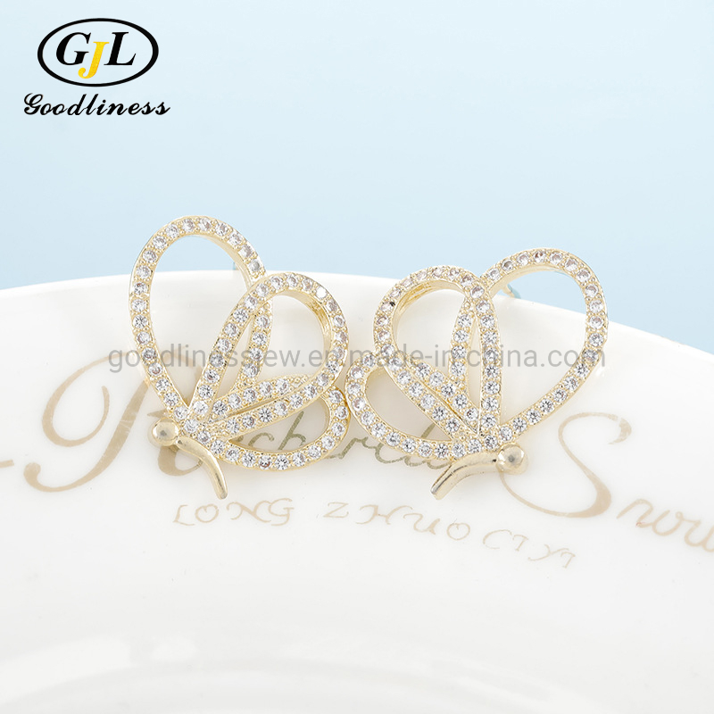 Dainty Gold Filled Cubic Zirconia Ear Cuff Butterfly Stud Earrings