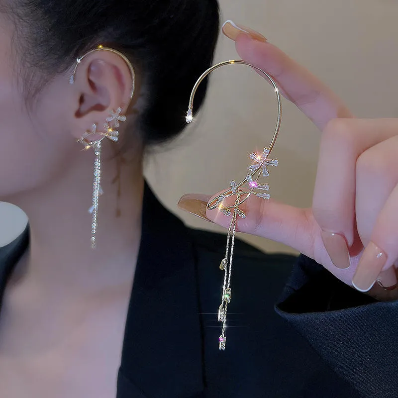 Luxury Gold Butterfly Long Tassel Ear Clip