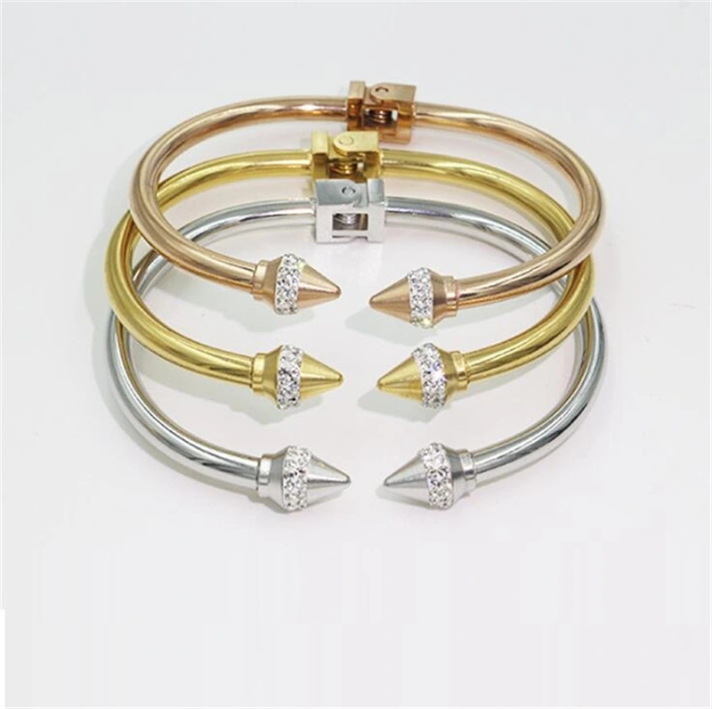 Stainless Steel Latest Design Gold Jewelry Bangles Designs Adjustable Bangle Nail Cuff Bangle
