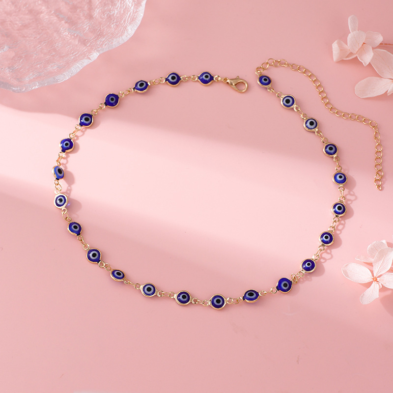 High-End Sense Light Luxury Choker Plain Chain Devil's Eye Necklace