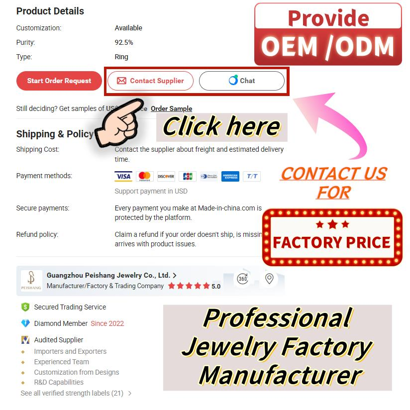 China Manufacturer Jewellery Factory OEM ODM Fine Mens Women Design Wholesale Real 925 Sterling Silver Custom Gold Jewelry