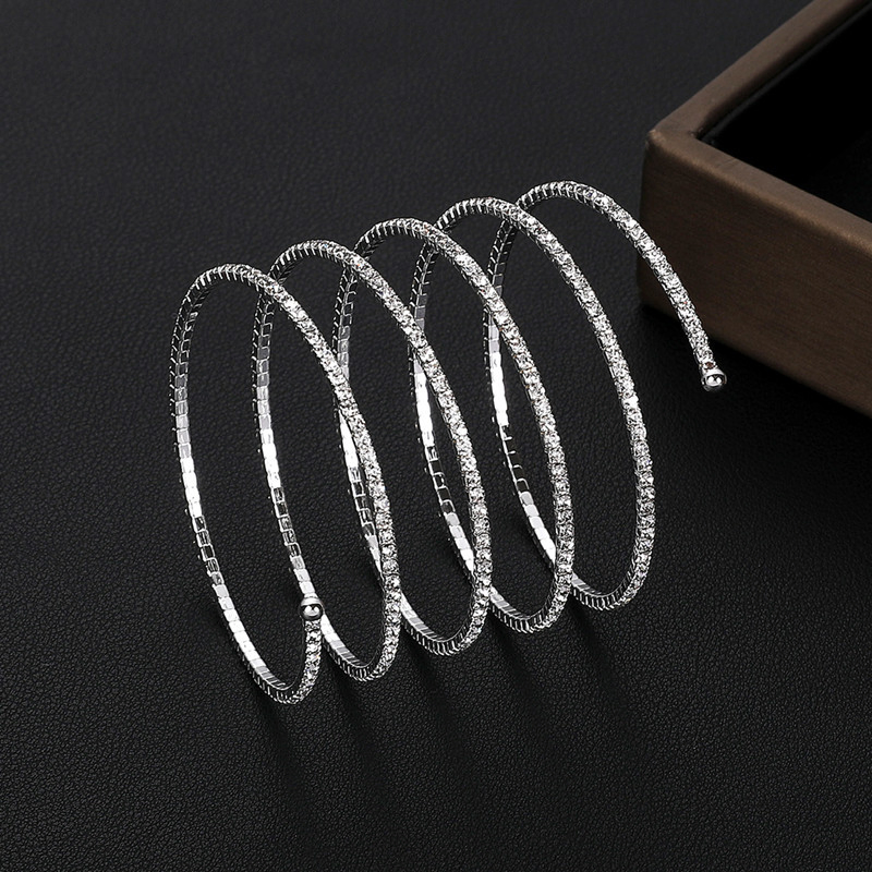 Iced out Chain Crystal Adjustable Multi Layered Gold Silver Color Tennis Bracelet