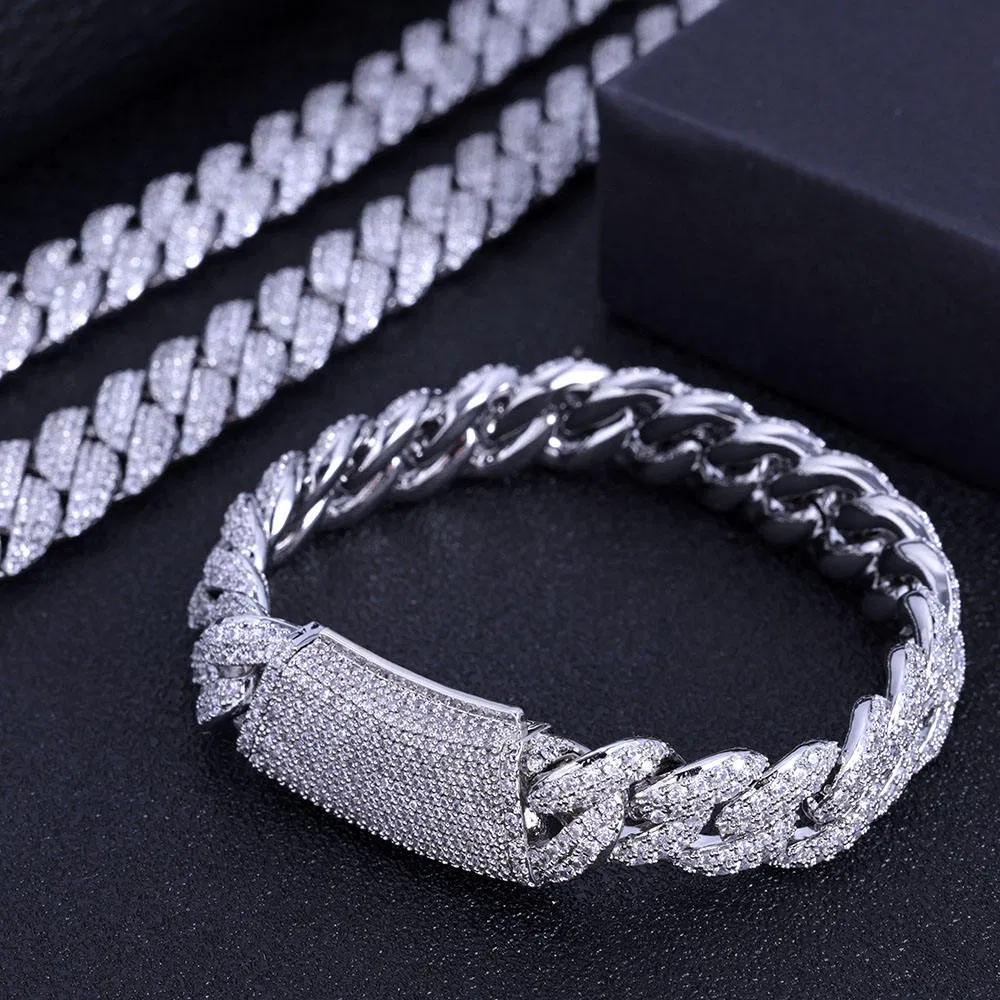 Hip Hop Luxury 13mm Double Row Diamond Cuban Chain Necklace Micro Pave Bling Iced out Zircon Cuban Link Chain Jewelry for Men