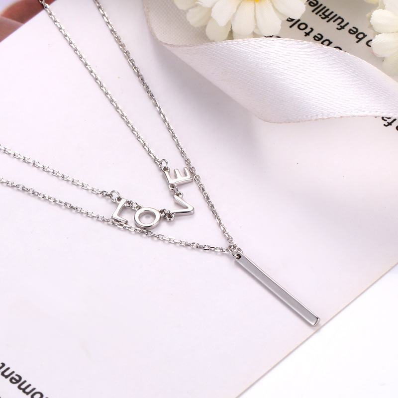 925 Sterling Silver Love Letter Layered Necklace