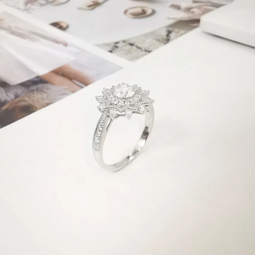 Fashion 18K Solid Gold Created Diamond Ring 18K Real Gold Party Wedding Ring Fine Jewelry