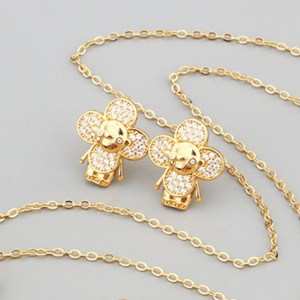 Luxury Women Ladies Jewelry Elegant Bridal Jewelry Necklaces Zirconia 18K Gold Plated Brand Jewelry Sets - Necklace Set and Brand Necklace