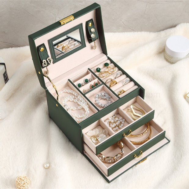 Luxury Flip Earrings Earrings Ring Storage Jewelry Box Multifunctional Makeup Collection Box