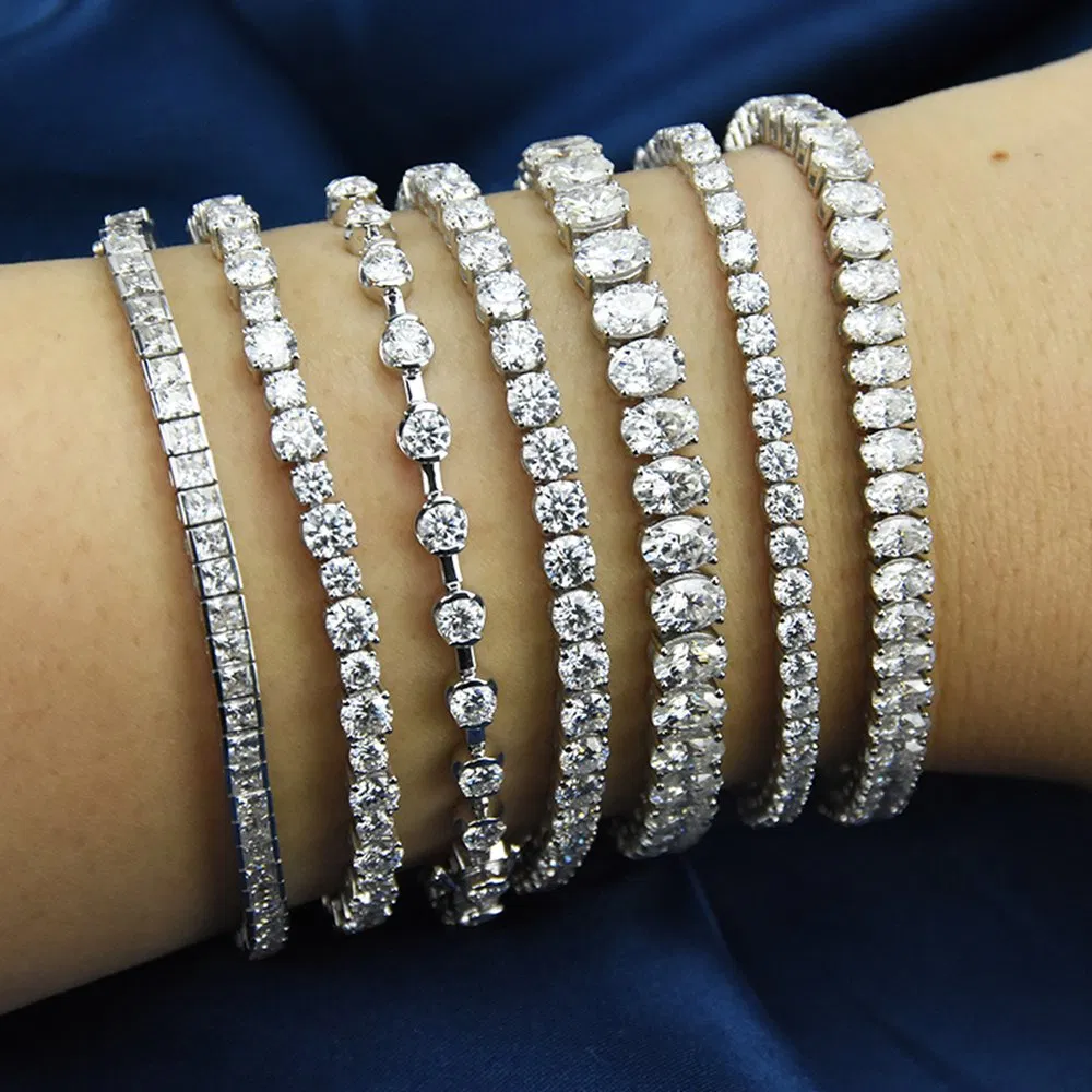 Sterling Silver 8inch Length 3mm Moisanite Classic Tennis Bracelet for Woman