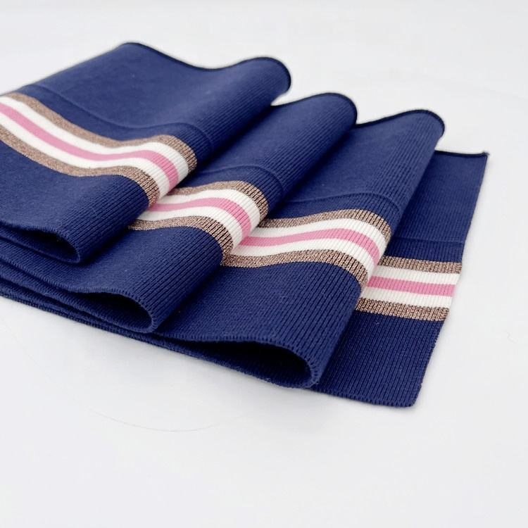 Cotton Gold Wire Stripe Rib Cuff Knit Hem